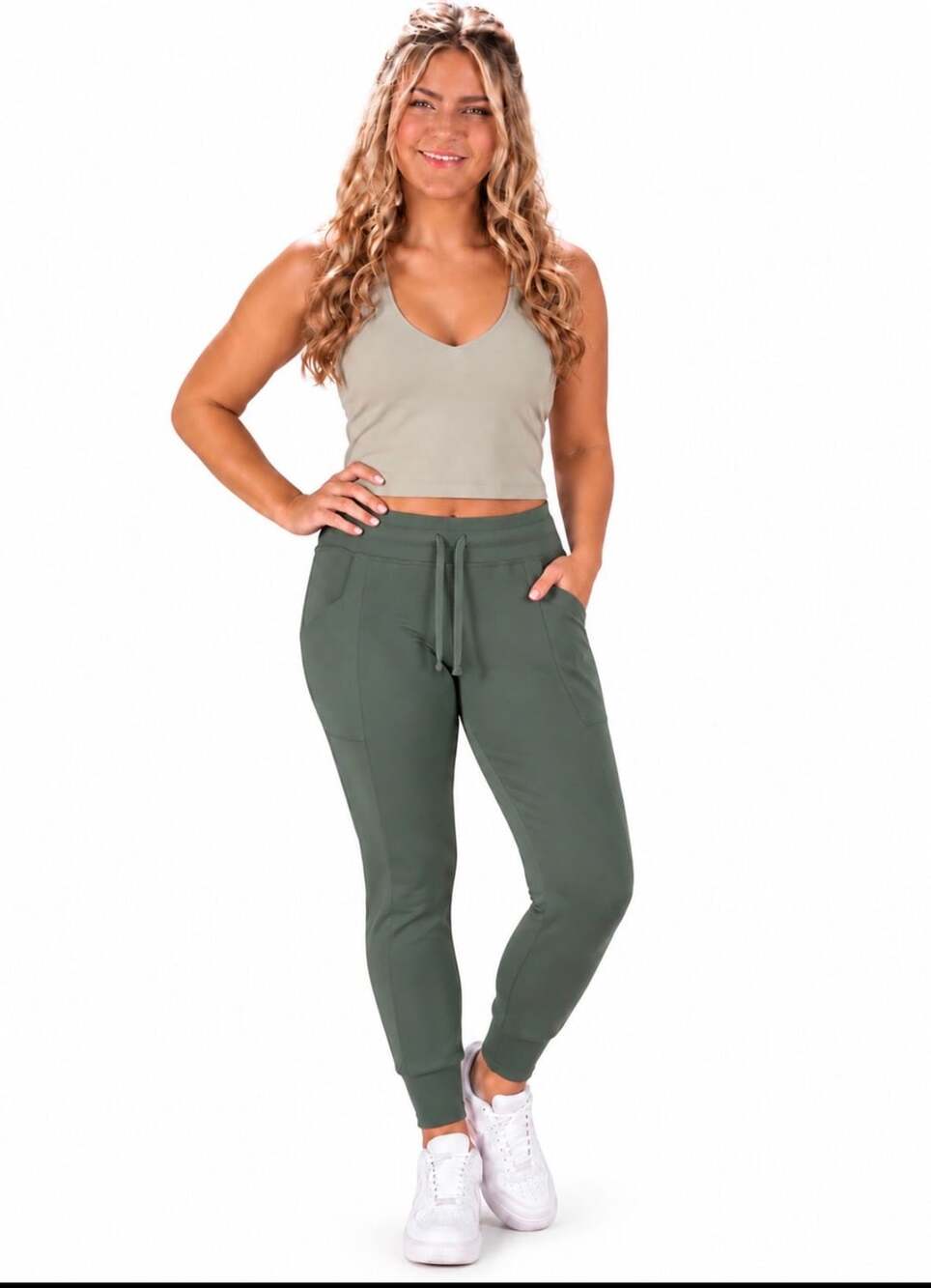Fabletics Green Cargo Jogger Pants, Sz S